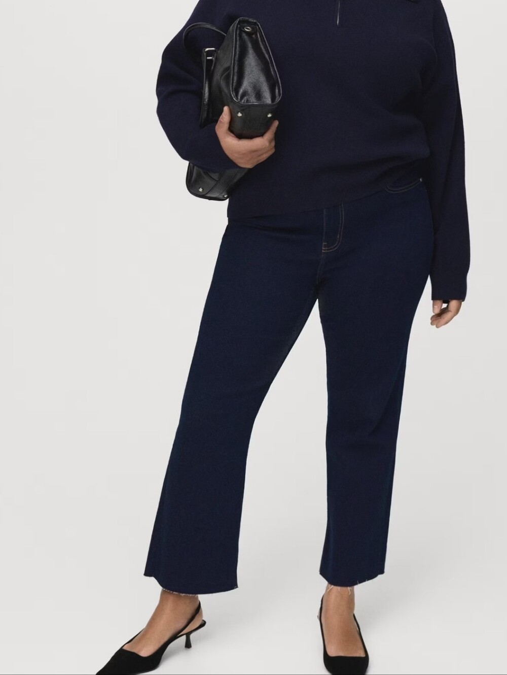 Sienna Flared Cropped Mango Dark Blue Jeans